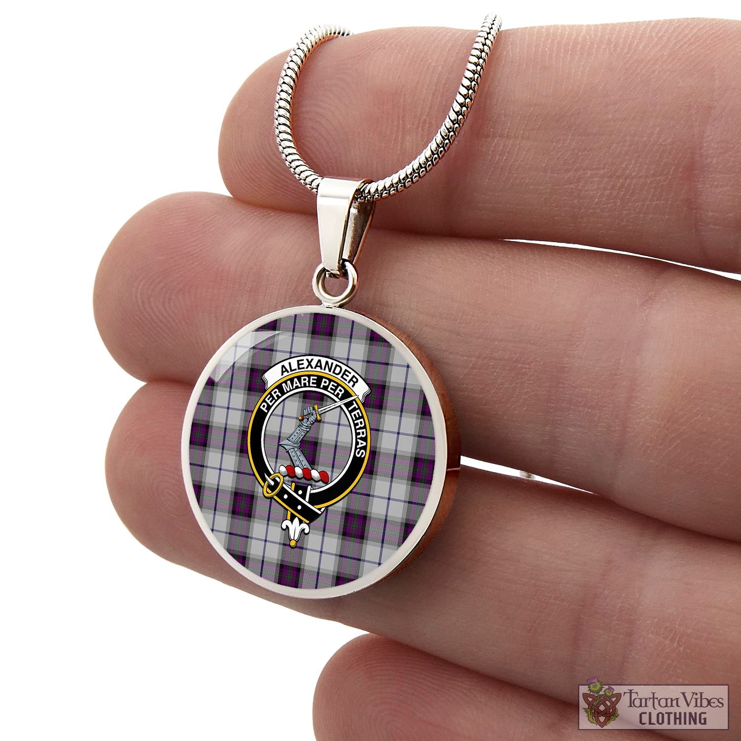 Tartan Vibes Clothing Alexander of Menstry Dress Tartan Circle Necklace with Family Crest