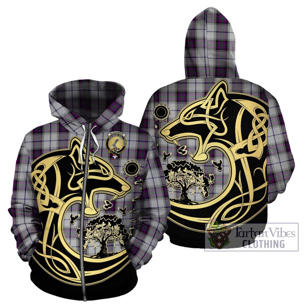 Tartan Vibes Clothing Alexander of Menstry Dress Tartan Hoodie with Family Crest Celtic Wolf Style