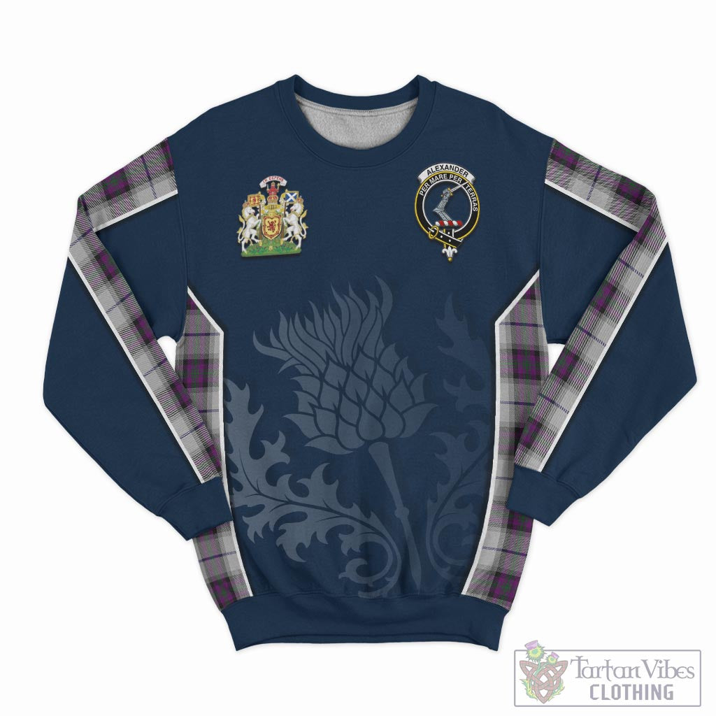 Tartan Vibes Clothing Alexander of Menstry Dress Tartan Sweatshirt with Family Crest and Scottish Thistle Vibes Sport Style