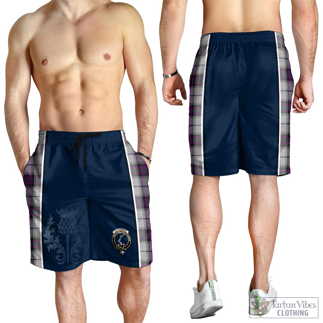 Tartan Vibes Clothing Alexander of Menstry Dress Tartan Men's Shorts with Family Crest and Scottish Thistle Vibes Sport Style