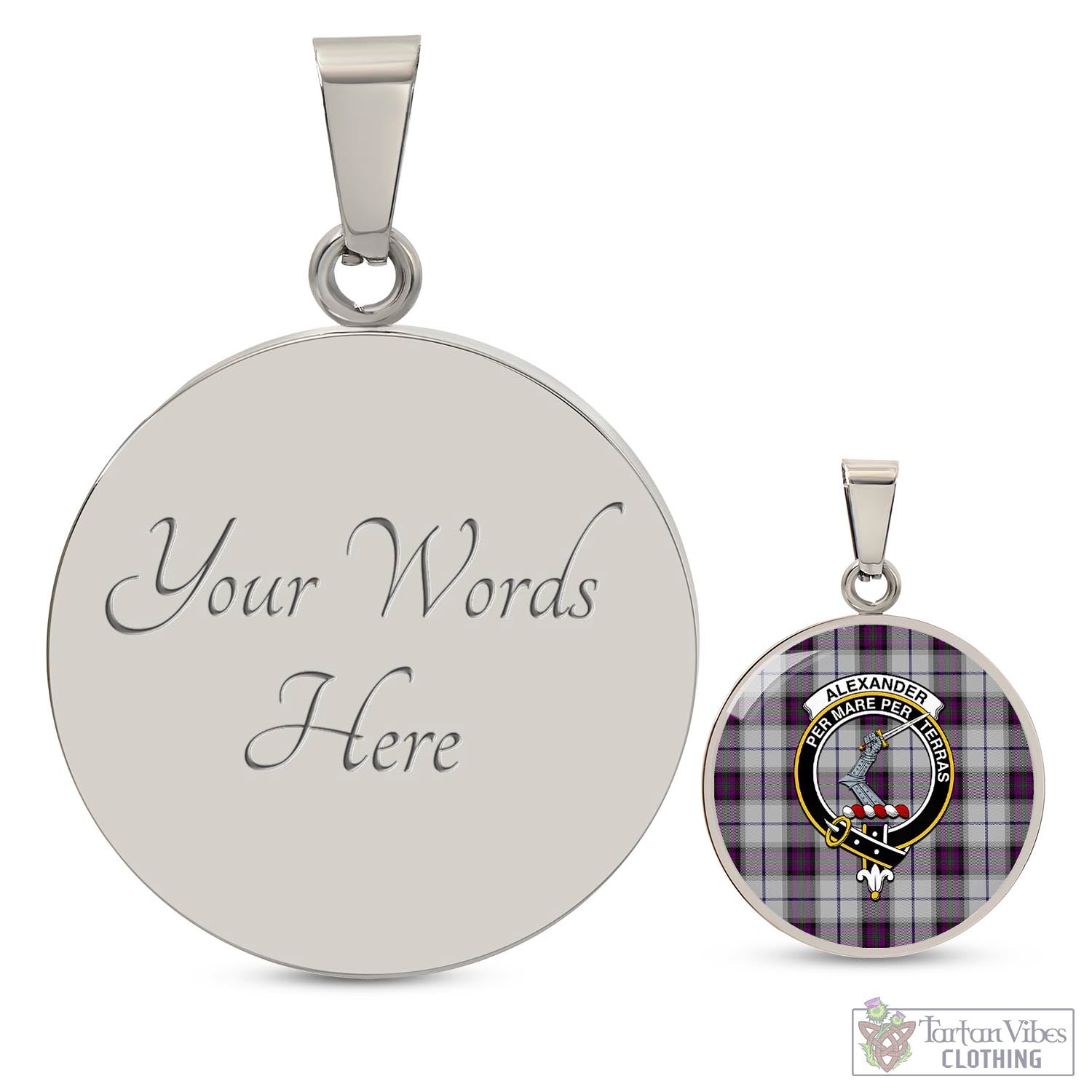 Tartan Vibes Clothing Alexander of Menstry Dress Tartan Circle Necklace with Family Crest