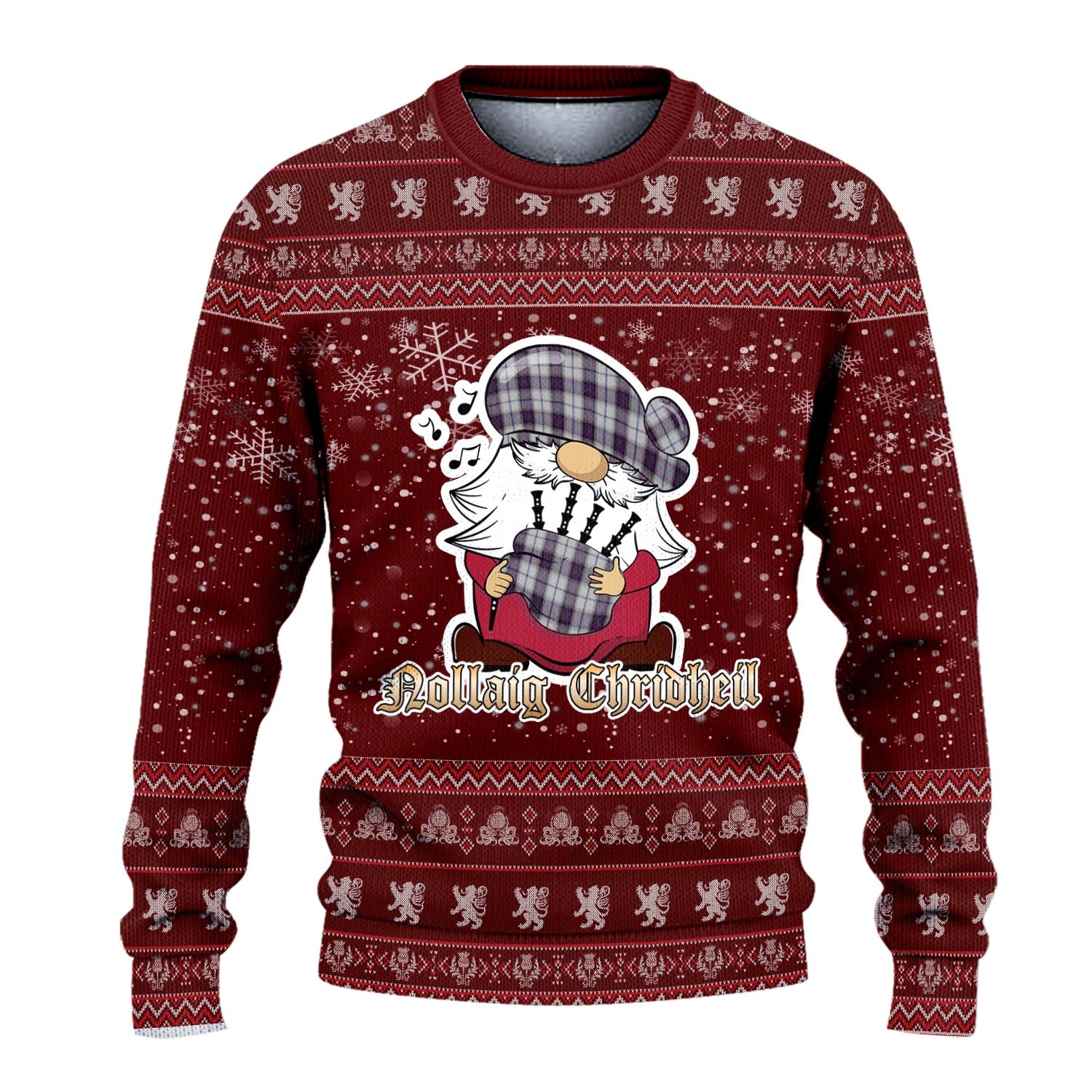 Alexander of Menstry Dress Clan Christmas Family Knitted Sweater with Funny Gnome Playing Bagpipes - Tartanvibesclothing