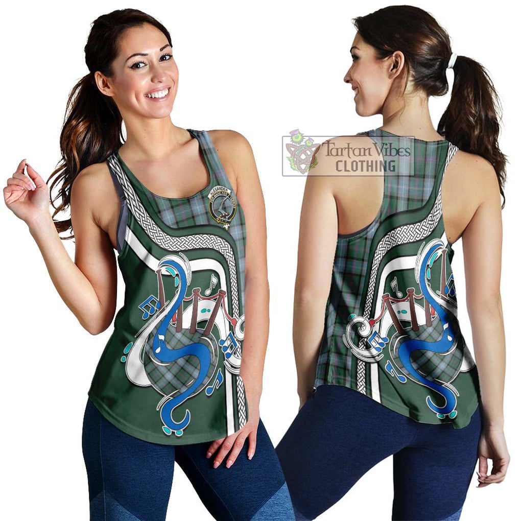 Alexander of Menstry Hunting Tartan Women's Racerback Tanks with Epic Bagpipe Style 4XL - Tartanvibesclothing Shop