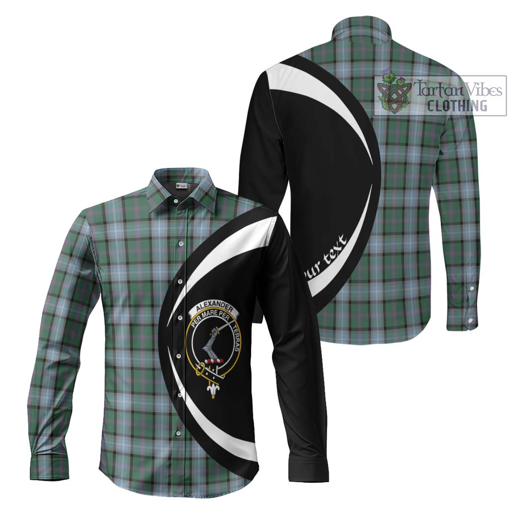 Alexander of Menstry Hunting Tartan Long Sleeve Button Up with Family Crest Circle Style Men's Shirt S - Tartan Vibes Clothing