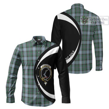 Alexander of Menstry Hunting Tartan Long Sleeve Button Up with Family Crest Circle Style