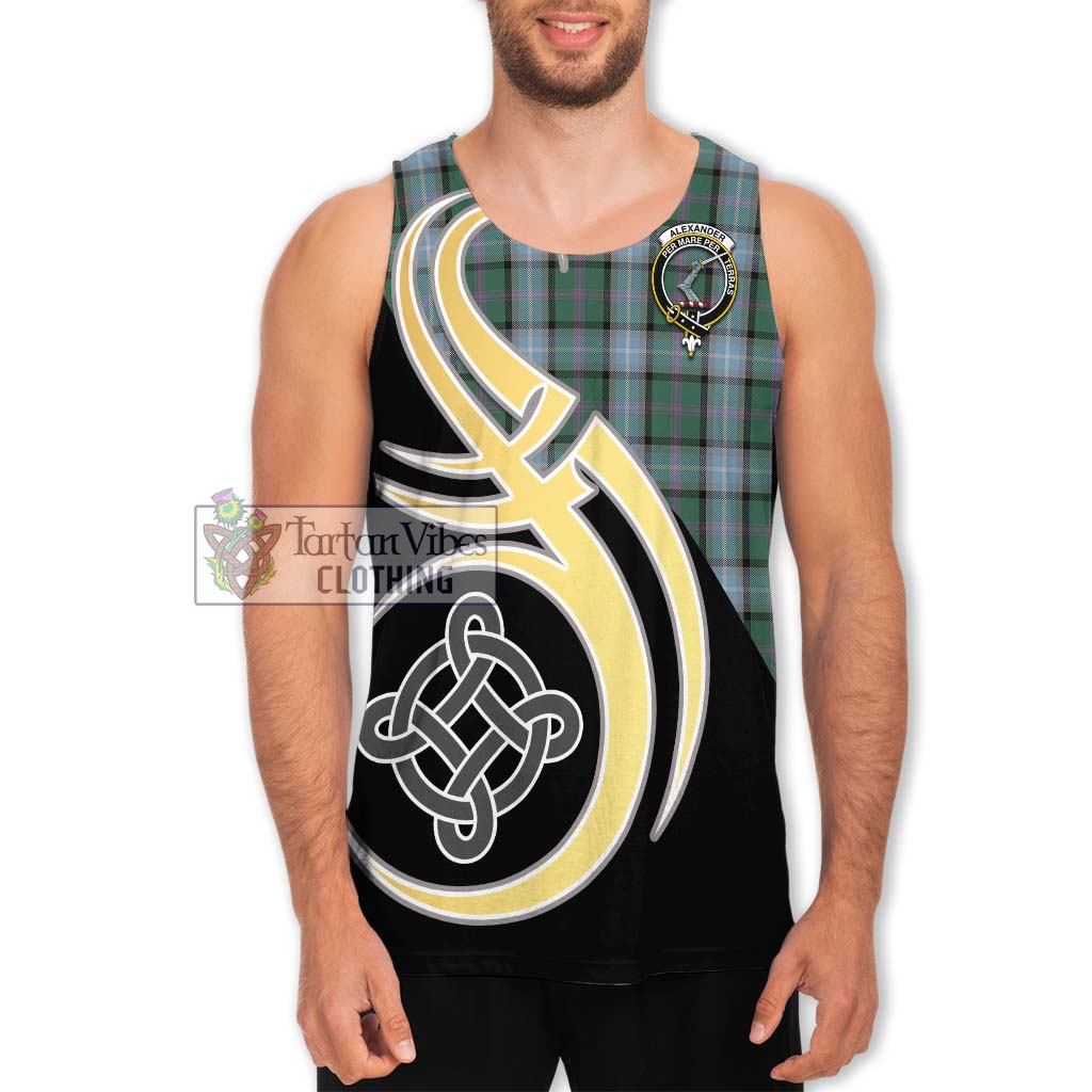 Alexander of Menstry Hunting Tartan Men's Tank Top with Family Crest and Celtic Symbol Style Men - Tartan Vibes Clothing