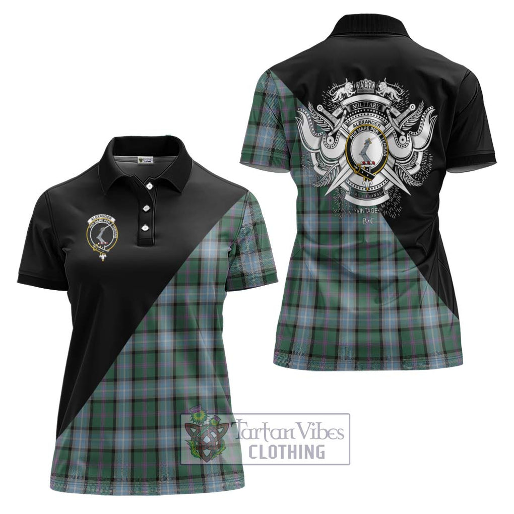 Alexander of Menstry Hunting Tartan Women's Polo Shirt with Family Crest and Military Logo Style Women - Tartanvibesclothing Shop