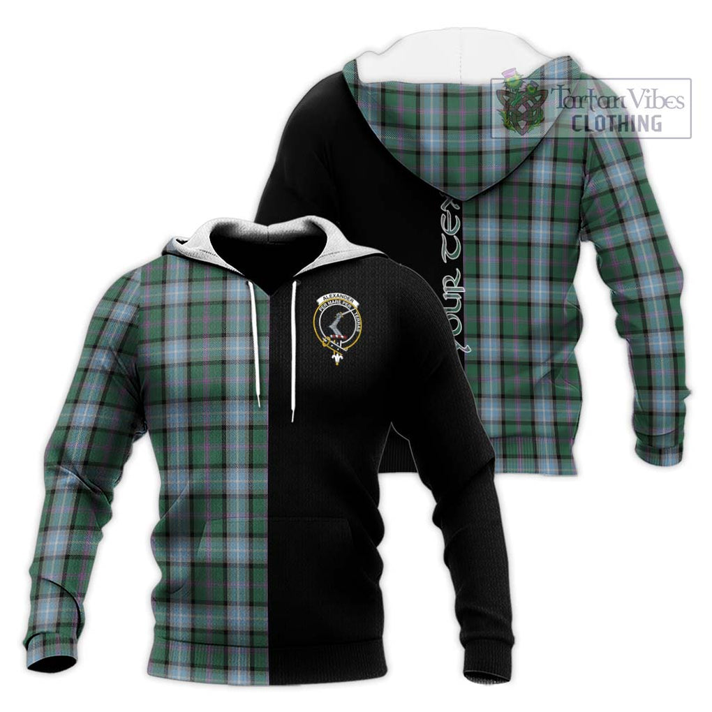 Alexander of Menstry Hunting Tartan Knitted Hoodie with Family Crest and Half Of Me Style Unisex Knitted Pullover Hoodie - Tartanvibesclothing Shop