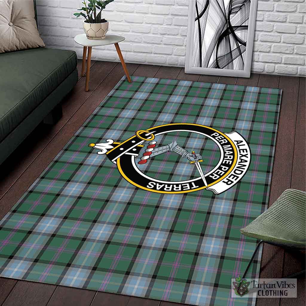 Tartan Vibes Clothing Alexander of Menstry Hunting Tartan Area Rug with Family Crest