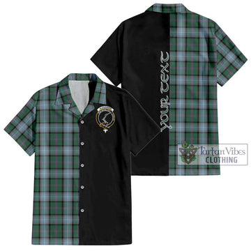 Alexander of Menstry Hunting Tartan Short Sleeve Button Shirt with Family Crest and Half Of Me Style