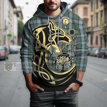 Alexander of Menstry Hunting Tartan Hoodie with Family Crest Celtic Wolf Style