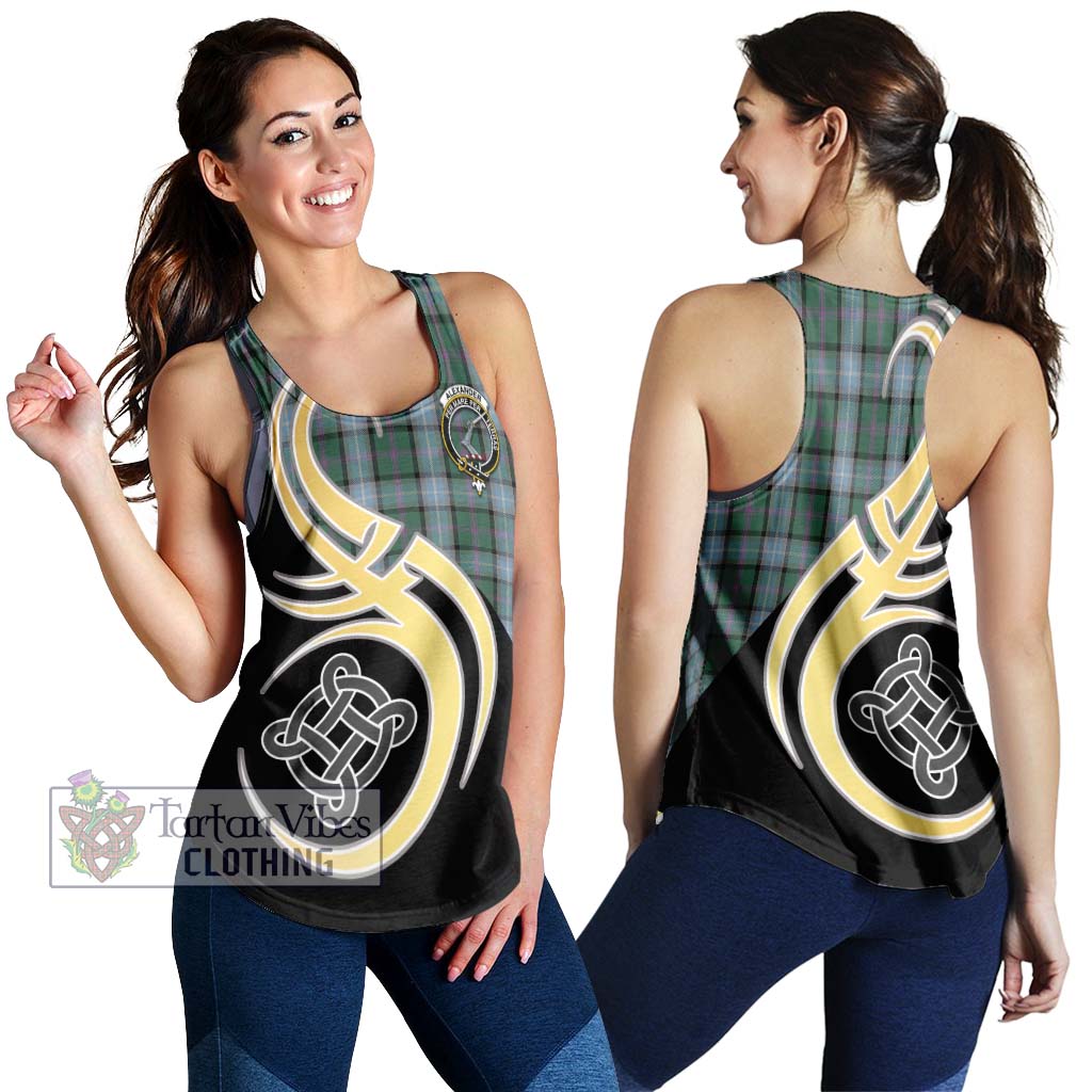 Alexander of Menstry Hunting Tartan Women's Racerback Tanks with Family Crest and Celtic Symbol Style 4XL - Tartan Vibes Clothing