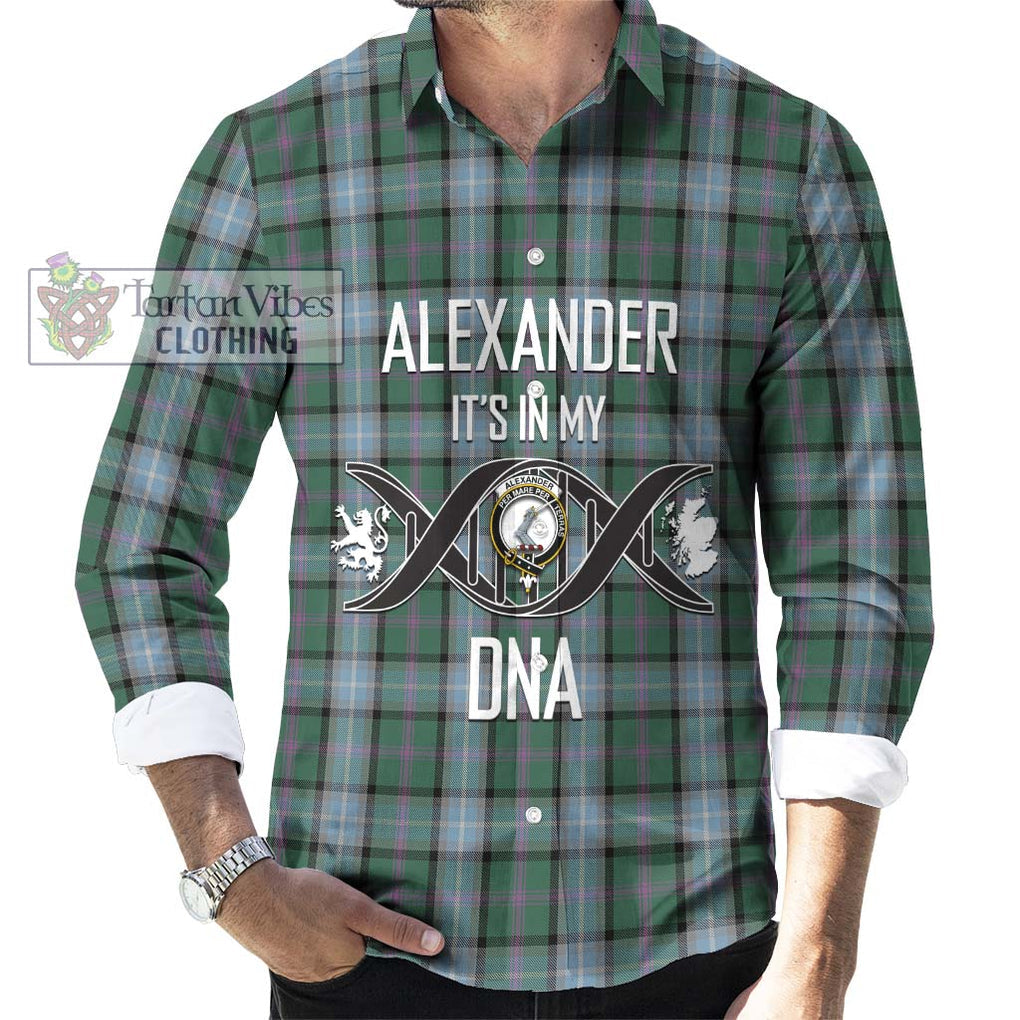 Alexander of Menstry Hunting Tartan Long Sleeve Button Shirt with Family Crest DNA In Me Style Men's Shirt S - Tartanvibesclothing Shop