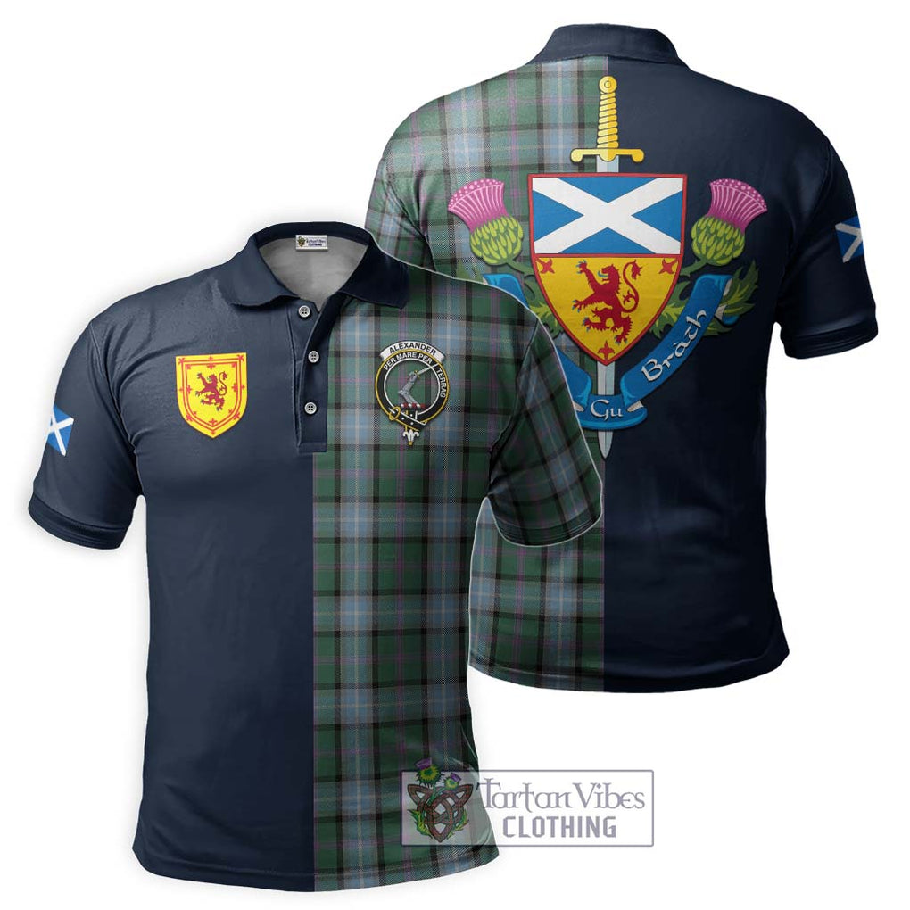 Tartan Vibes Clothing Alexander of Menstry Hunting Tartan Polo Shirt with Scottish Lion Royal Arm Half Style