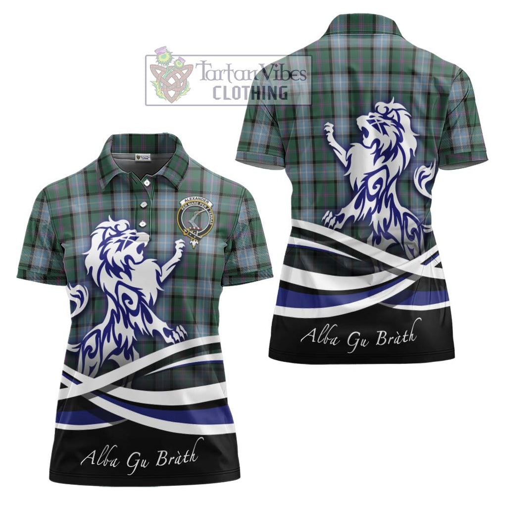 Alexander of Menstry Hunting Tartan Women's Polo Shirt with Alba Gu Brath Regal Lion Emblem Women - Tartanvibesclothing Shop