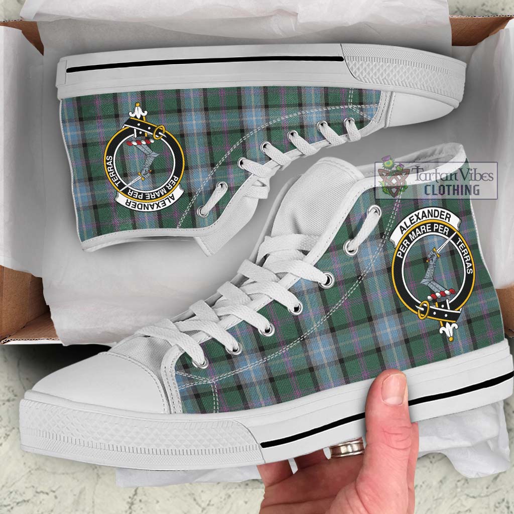 Tartan Vibes Clothing Alexander of Menstry Hunting Tartan High Top Shoes with Family Crest