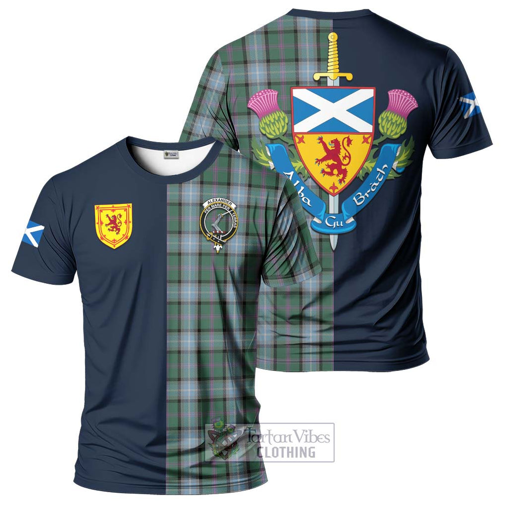 Tartan Vibes Clothing Alexander of Menstry Hunting Tartan T-Shirt Alba with Scottish Lion Royal Arm Half Style