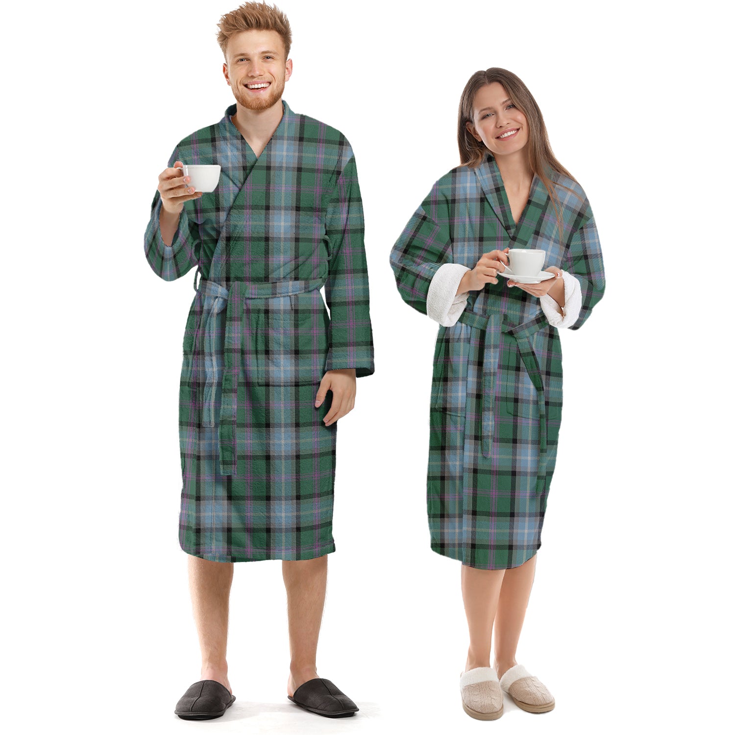 Alexander of Menstry Hunting Tartan Bathrobe Unisex S - Tartan Vibes Clothing