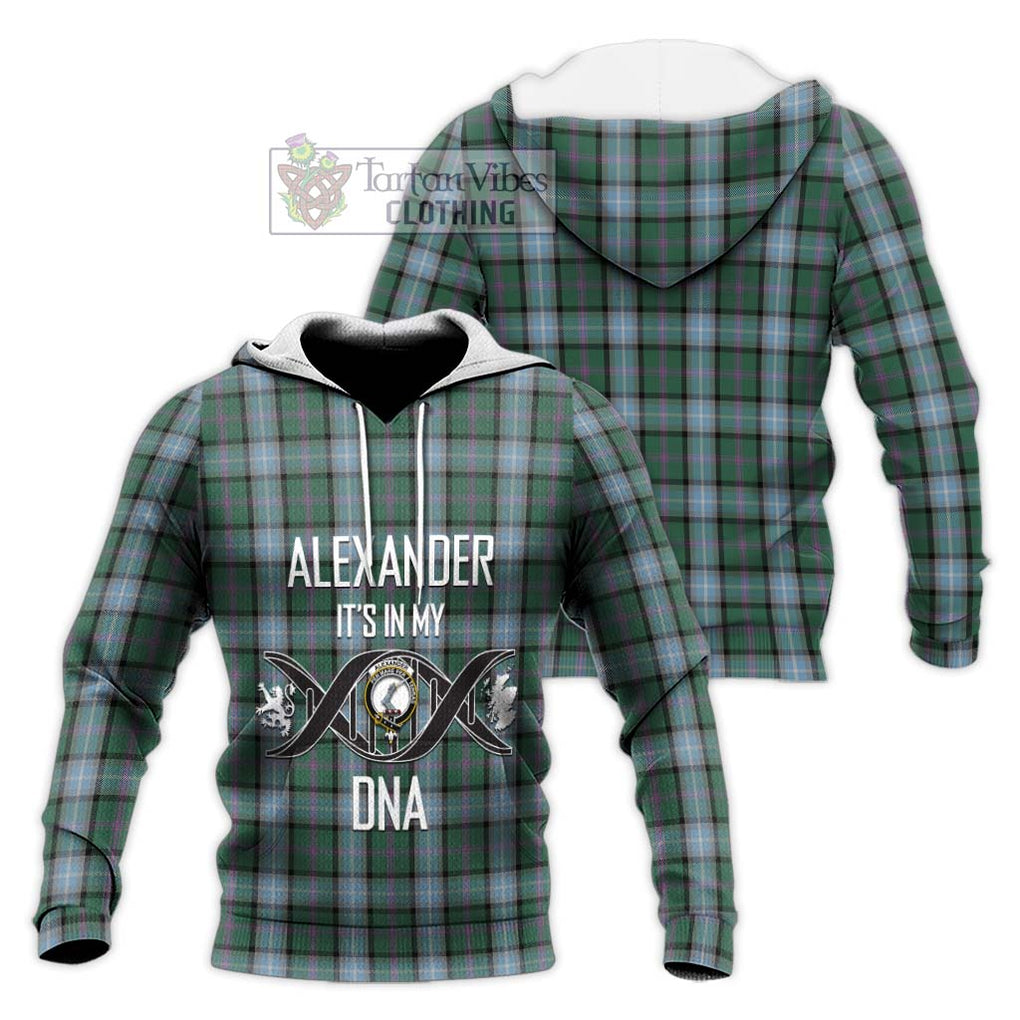 Alexander of Menstry Hunting Tartan Knitted Hoodie with Family Crest DNA In Me Style Unisex Knitted Pullover Hoodie - Tartanvibesclothing Shop