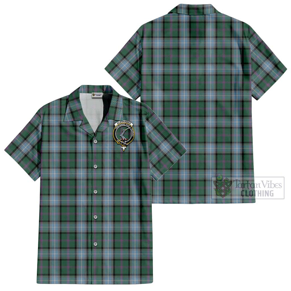 Alexander of Menstry Hunting Tartan Cotton Hawaiian Shirt with Family Crest Kid - Tartan Vibes Clothing