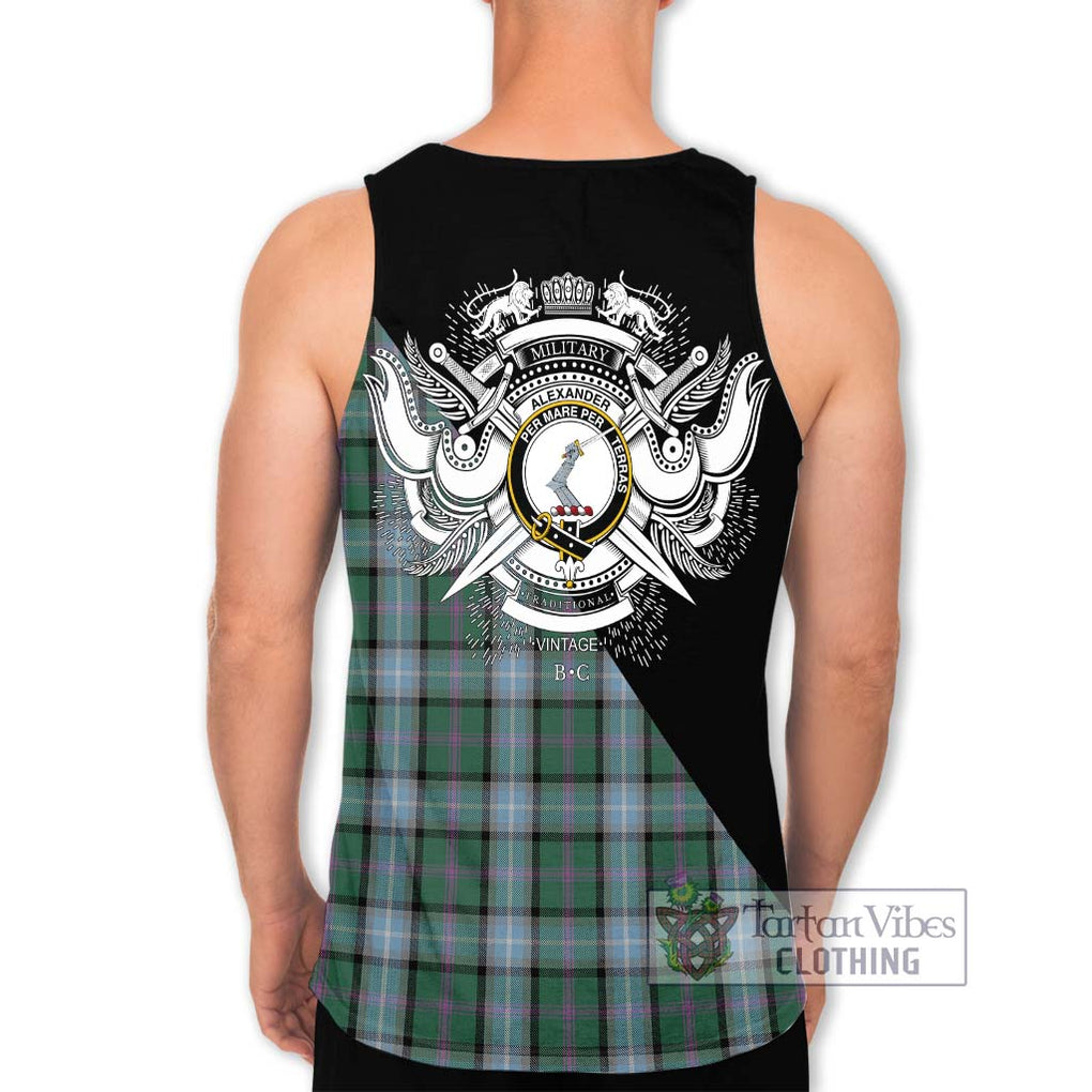 Alexander of Menstry Hunting Tartan Men's Tank Top with Family Crest and Military Logo Style - Tartanvibesclothing Shop