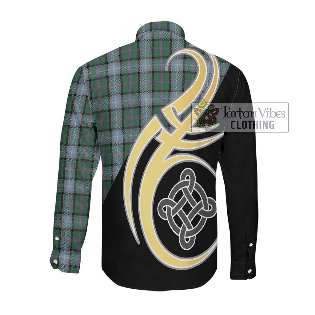 Alexander of Menstry Hunting Tartan Long Sleeve Button Shirt with Family Crest and Celtic Symbol Style Men's Shirt - Tartan Vibes Clothing