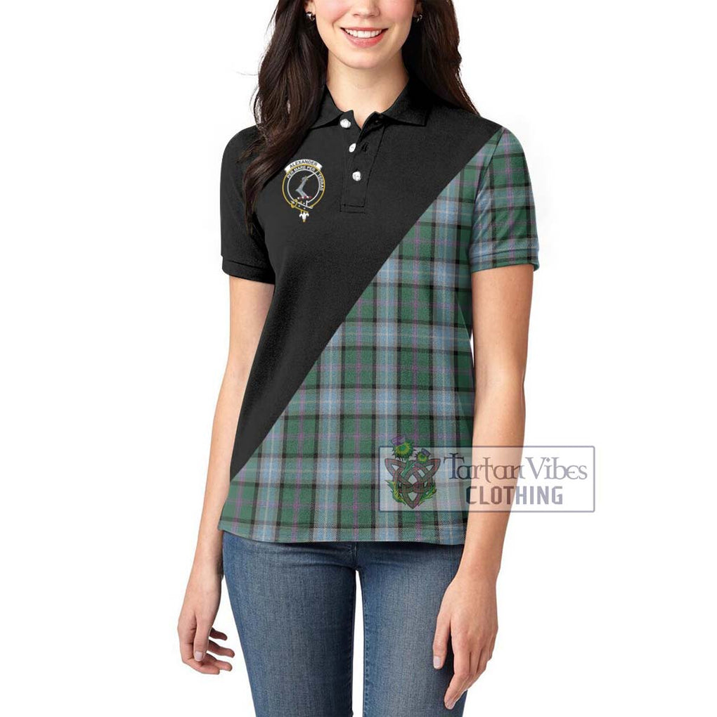 Alexander of Menstry Hunting Tartan Women's Polo Shirt with Family Crest and Military Logo Style - Tartanvibesclothing Shop