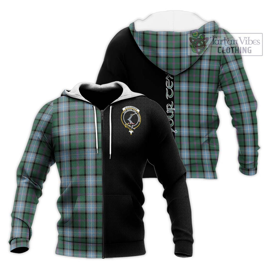 Alexander of Menstry Hunting Tartan Knitted Hoodie with Family Crest and Half Of Me Style Unisex Knitted Zip Hoodie - Tartanvibesclothing Shop