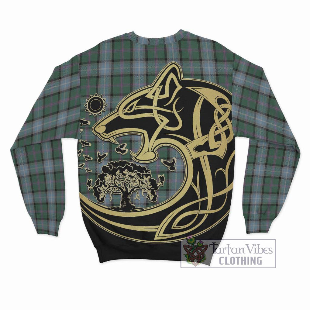 Alexander of Menstry Hunting Tartan Sweatshirt with Family Crest Celtic Wolf Style - Tartan Vibes Clothing