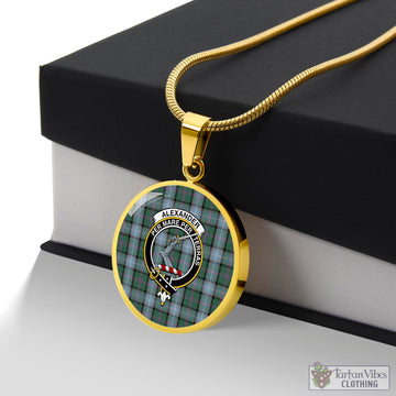 Alexander of Menstry Hunting Tartan Circle Necklace with Family Crest