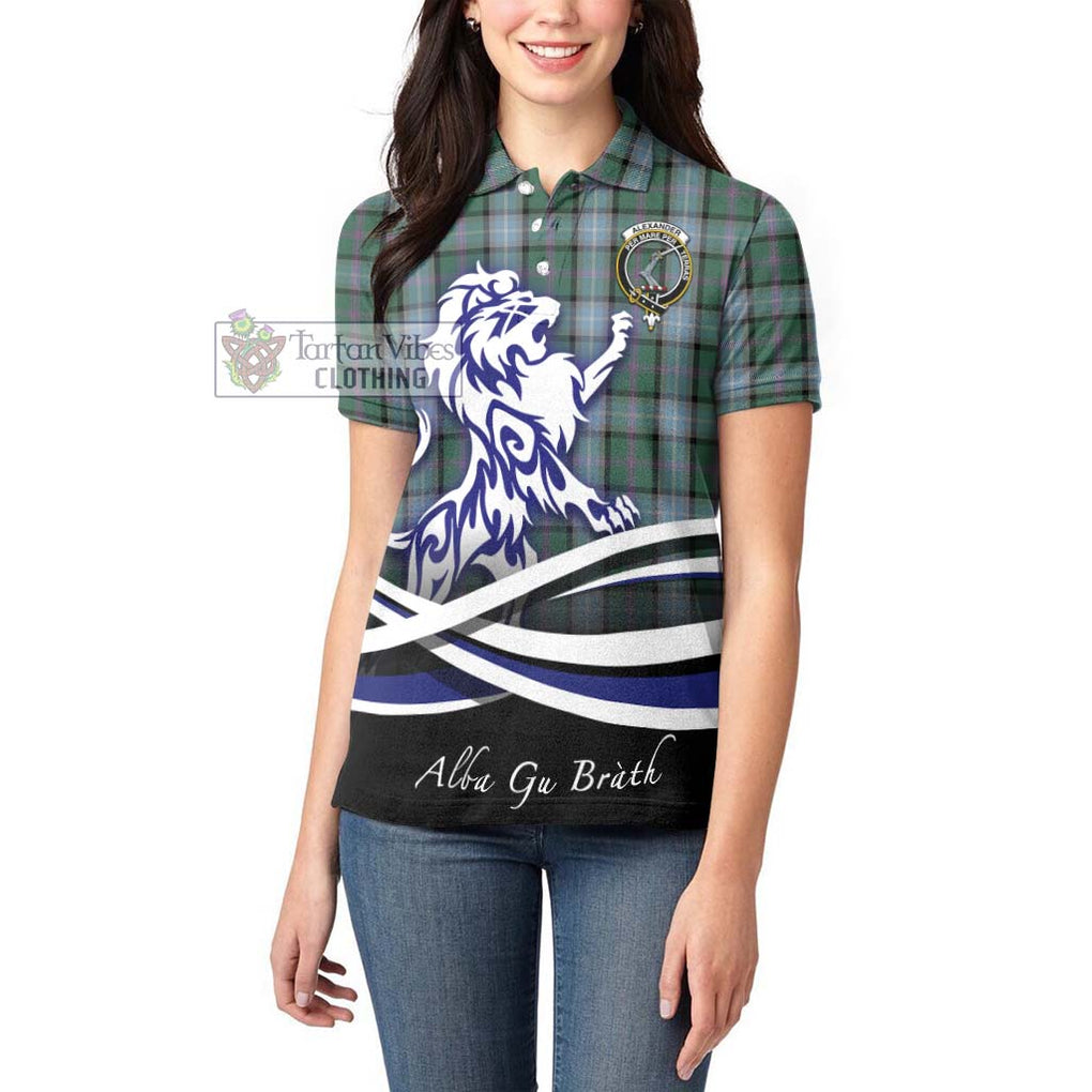 Alexander of Menstry Hunting Tartan Women's Polo Shirt with Alba Gu Brath Regal Lion Emblem - Tartanvibesclothing Shop