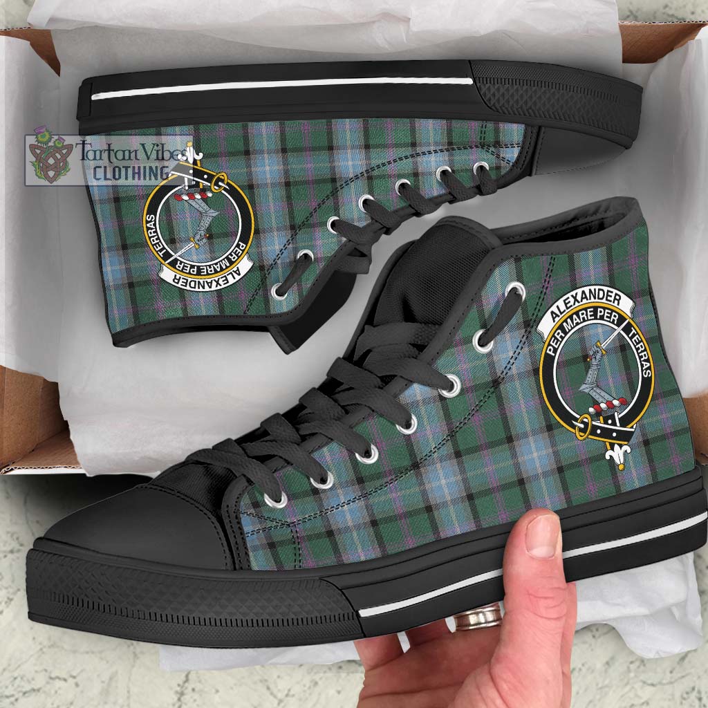 Tartan Vibes Clothing Alexander of Menstry Hunting Tartan High Top Shoes with Family Crest