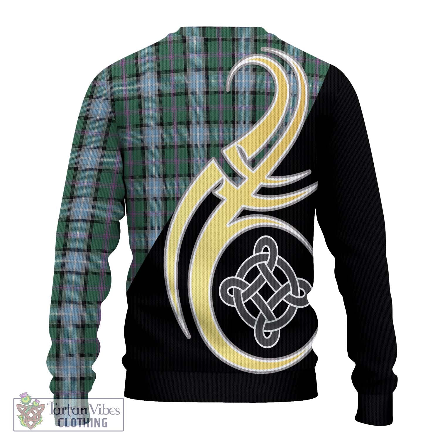 Alexander of Menstry Hunting Tartan Knitted Sweater with Family Crest and Celtic Symbol Style - Tartan Vibes Clothing