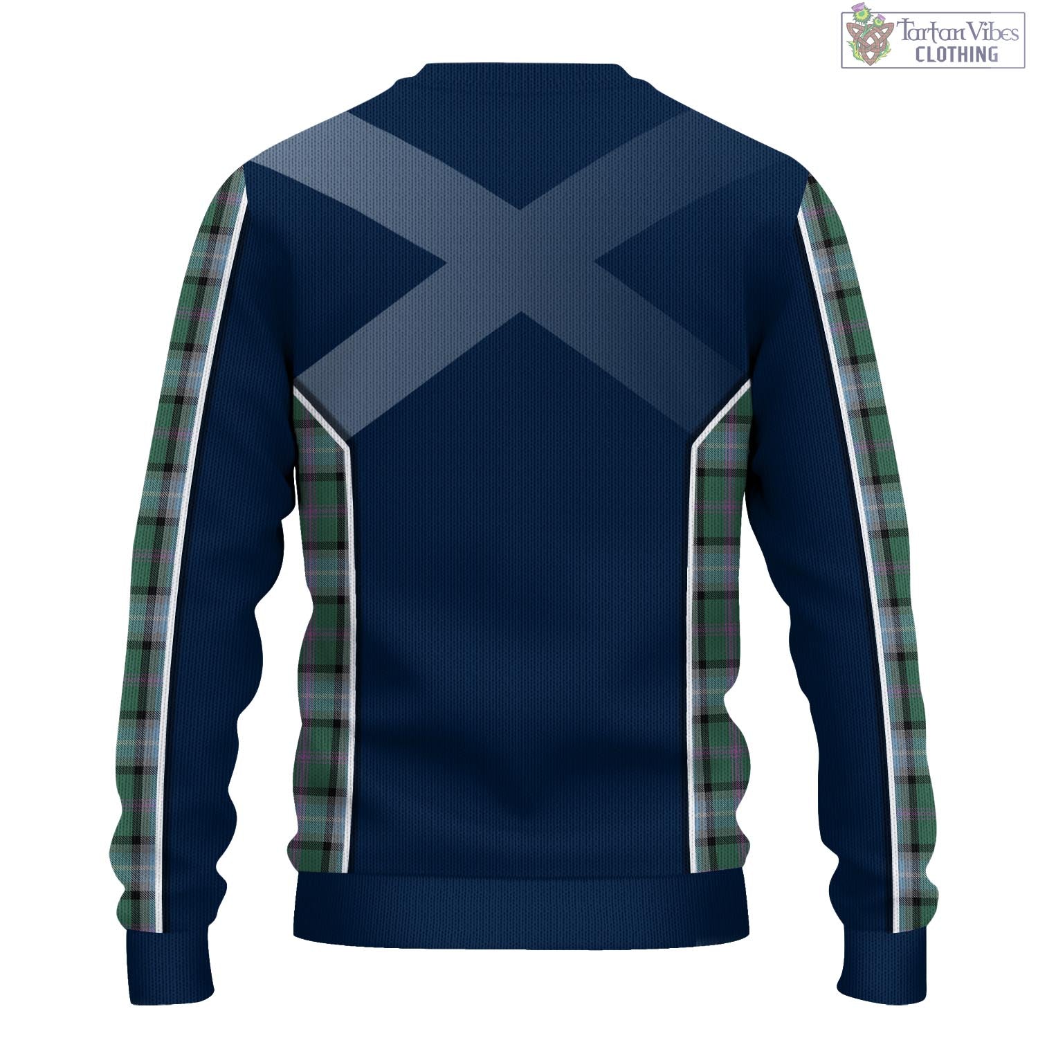 Tartan Vibes Clothing Alexander of Menstry Hunting Tartan Knitted Sweatshirt with Family Crest and Scottish Thistle Vibes Sport Style