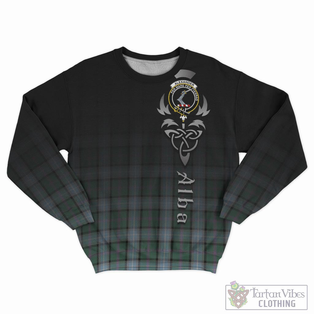 Tartan Vibes Clothing Alexander of Menstry Hunting Tartan Sweatshirt Featuring Alba Gu Brath Family Crest Celtic Inspired