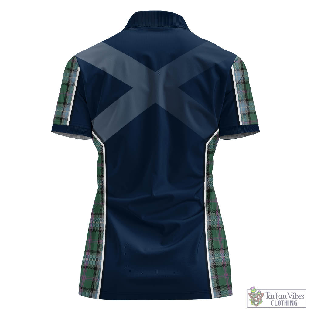 Tartan Vibes Clothing Alexander of Menstry Hunting Tartan Women's Polo Shirt with Family Crest and Scottish Thistle Vibes Sport Style