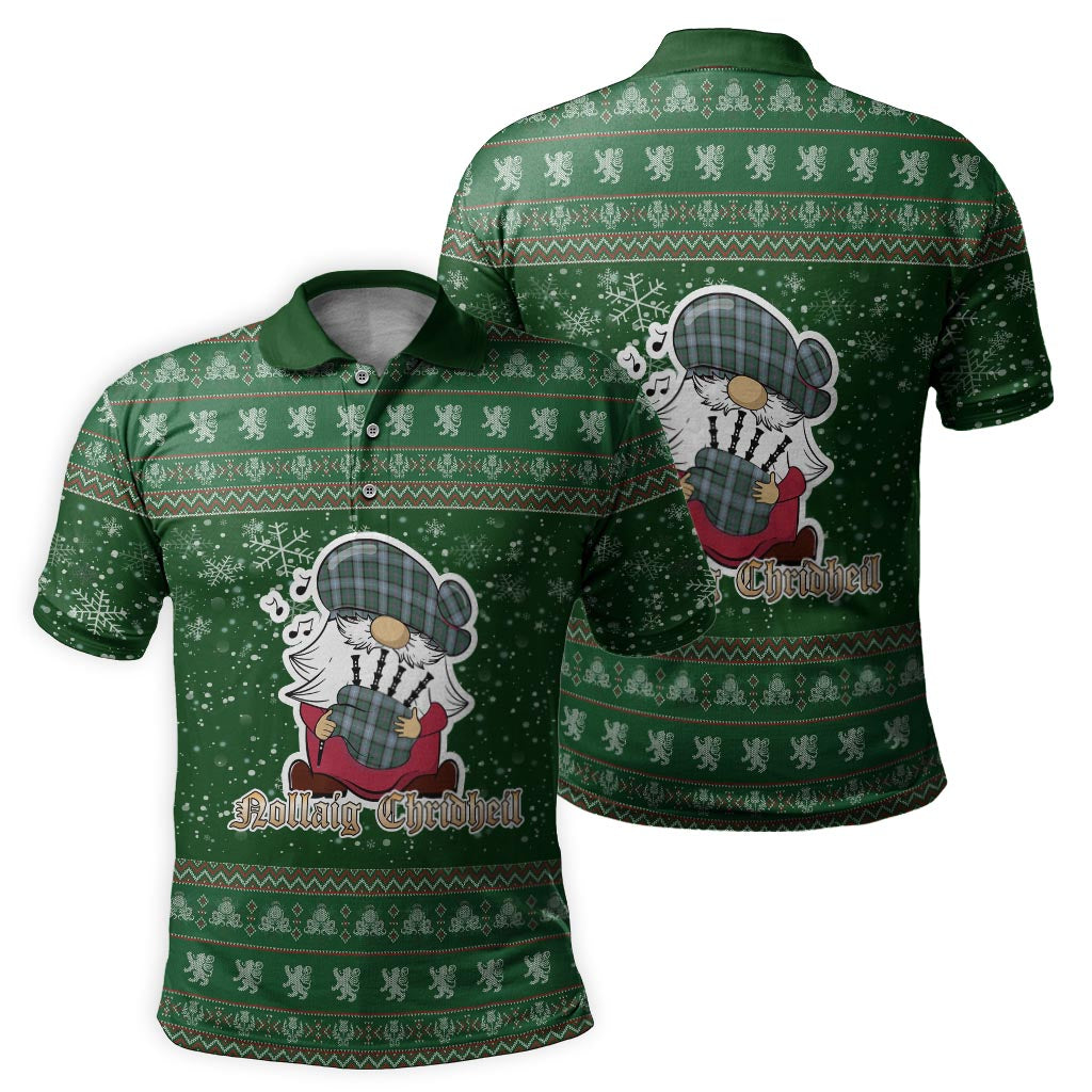 Alexander of Menstry Hunting Clan Christmas Family Polo Shirt with Funny Gnome Playing Bagpipes - Tartanvibesclothing