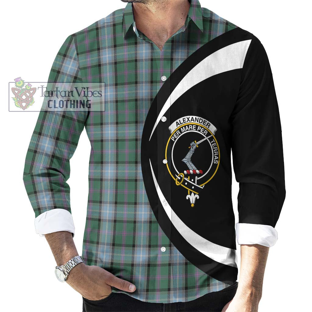 Alexander of Menstry Hunting Tartan Long Sleeve Button Up with Family Crest Circle Style - Tartan Vibes Clothing