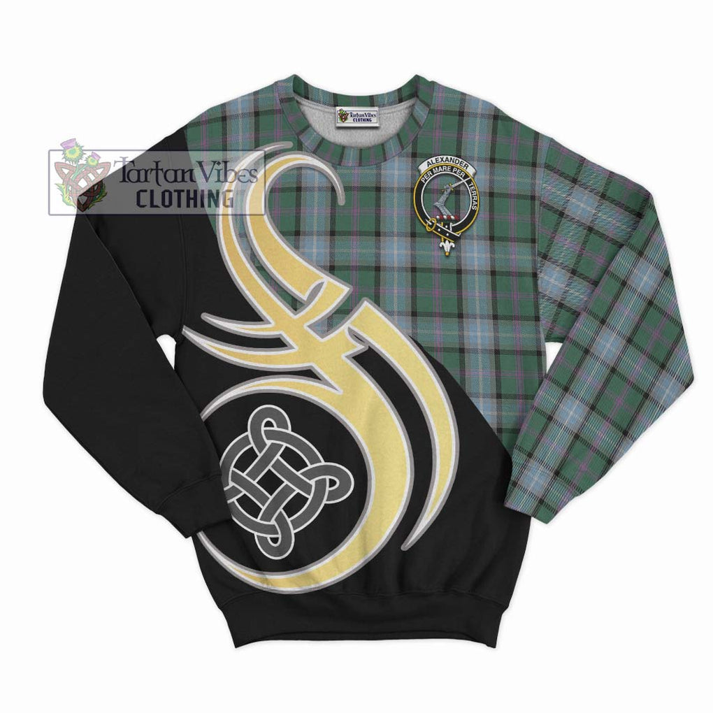 Alexander of Menstry Hunting Tartan Sweatshirt with Family Crest and Celtic Symbol Style - Tartan Vibes Clothing