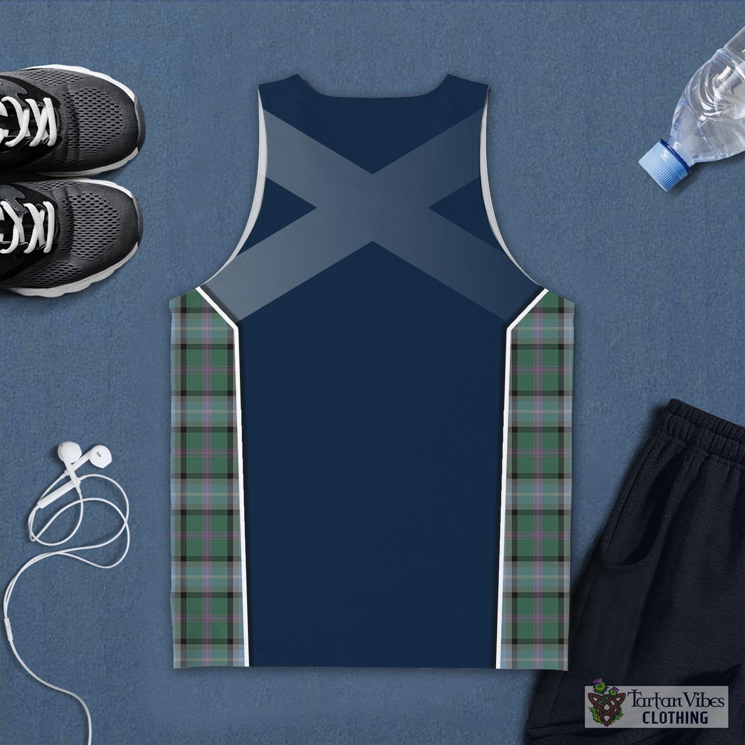 Tartan Vibes Clothing Alexander of Menstry Hunting Tartan Men's Tanks Top with Family Crest and Scottish Thistle Vibes Sport Style