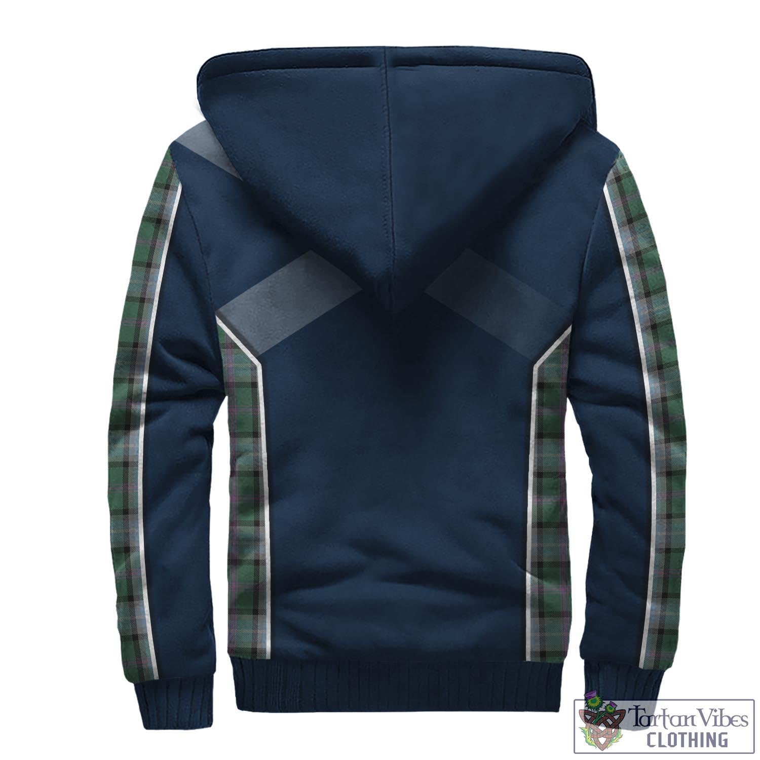 Tartan Vibes Clothing Alexander of Menstry Hunting Tartan Sherpa Hoodie with Family Crest and Scottish Thistle Vibes Sport Style