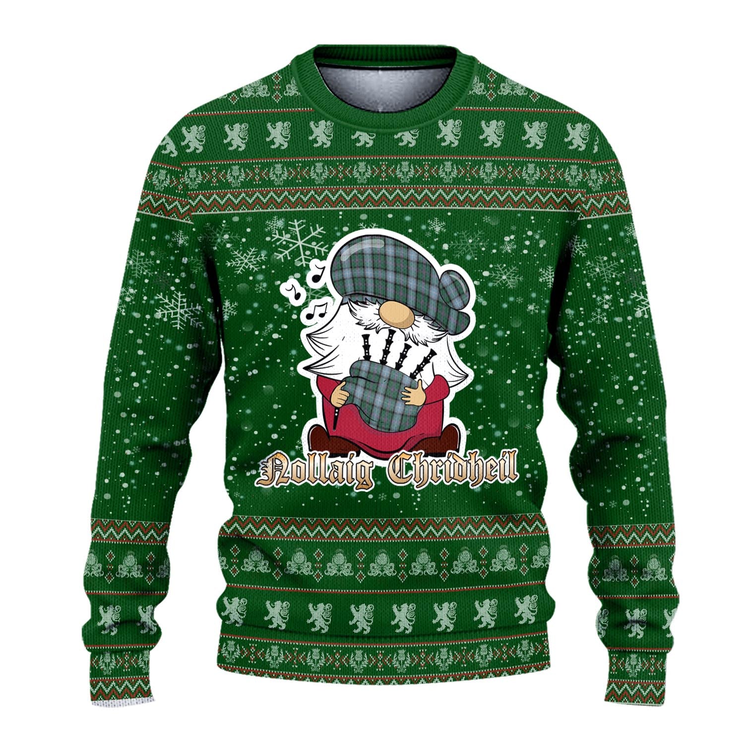 Alexander of Menstry Hunting Clan Christmas Family Knitted Sweater with Funny Gnome Playing Bagpipes - Tartanvibesclothing