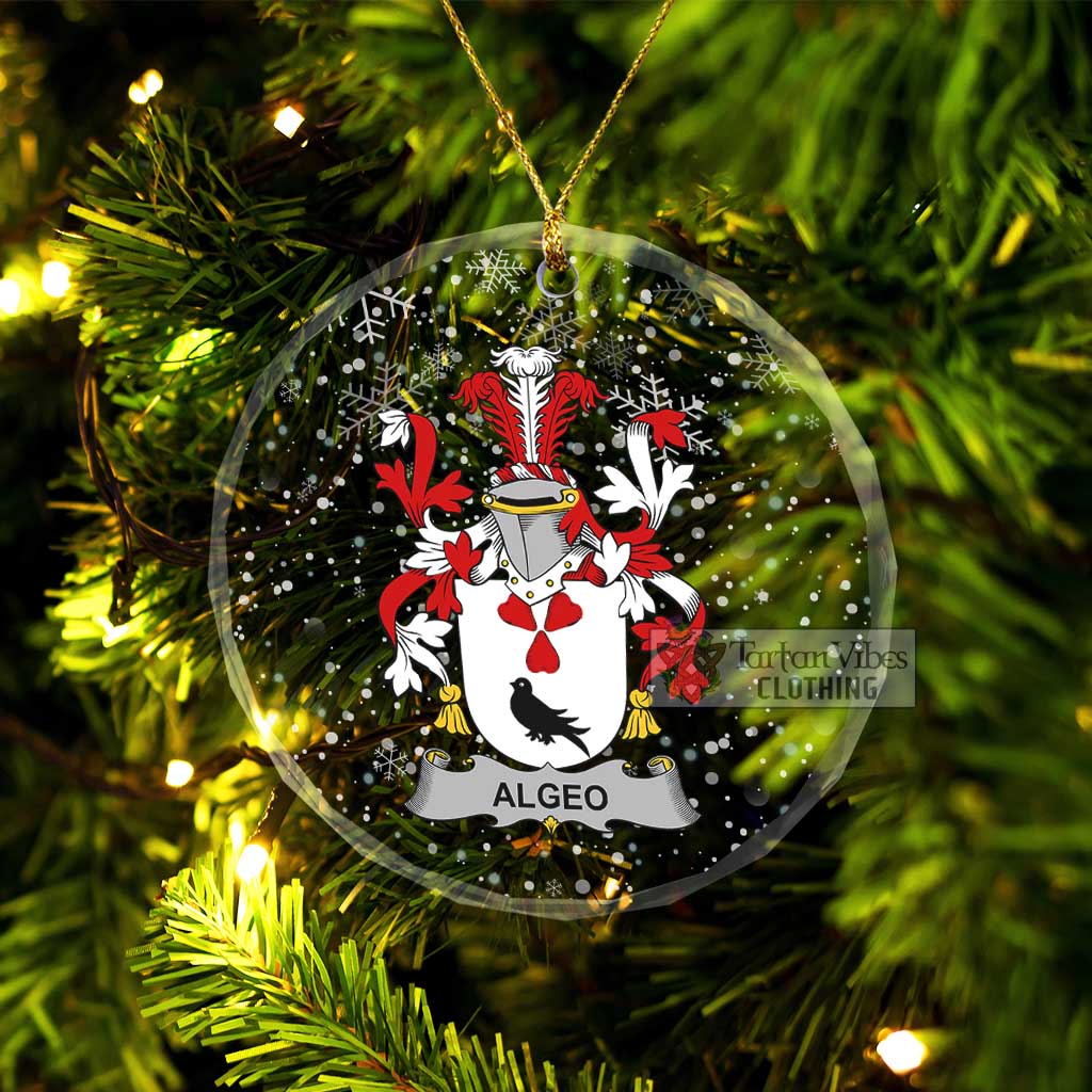 Tartan Vibes Clothing Algeo Irish Clan Christmas Glass Ornament with Coat of Arms