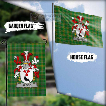 Algeo Irish Clan Tartan Flag with Coat of Arms