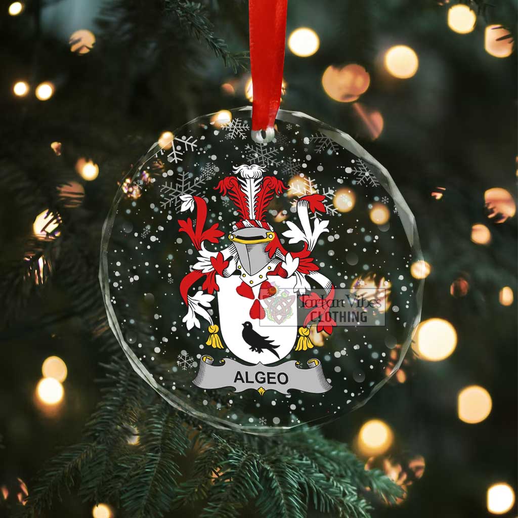 Tartan Vibes Clothing Algeo Irish Clan Christmas Glass Ornament with Coat of Arms