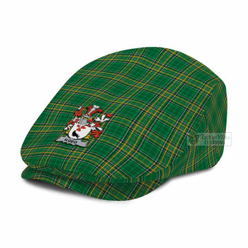 Algeo Irish Clan Tartan Jeff Cap, Tartan Flat Cap with Coat of Arm - Tartan Vibes Clothing