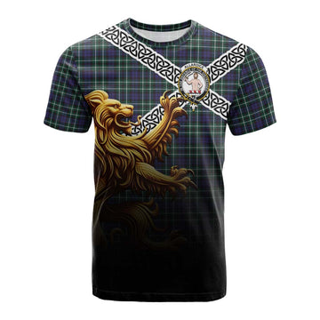 Allardice Crest Tartan Cotton T-shirt with Golden Lion Emblem Celtic Style Kid's Shirt - Tartan Vibes Clothing