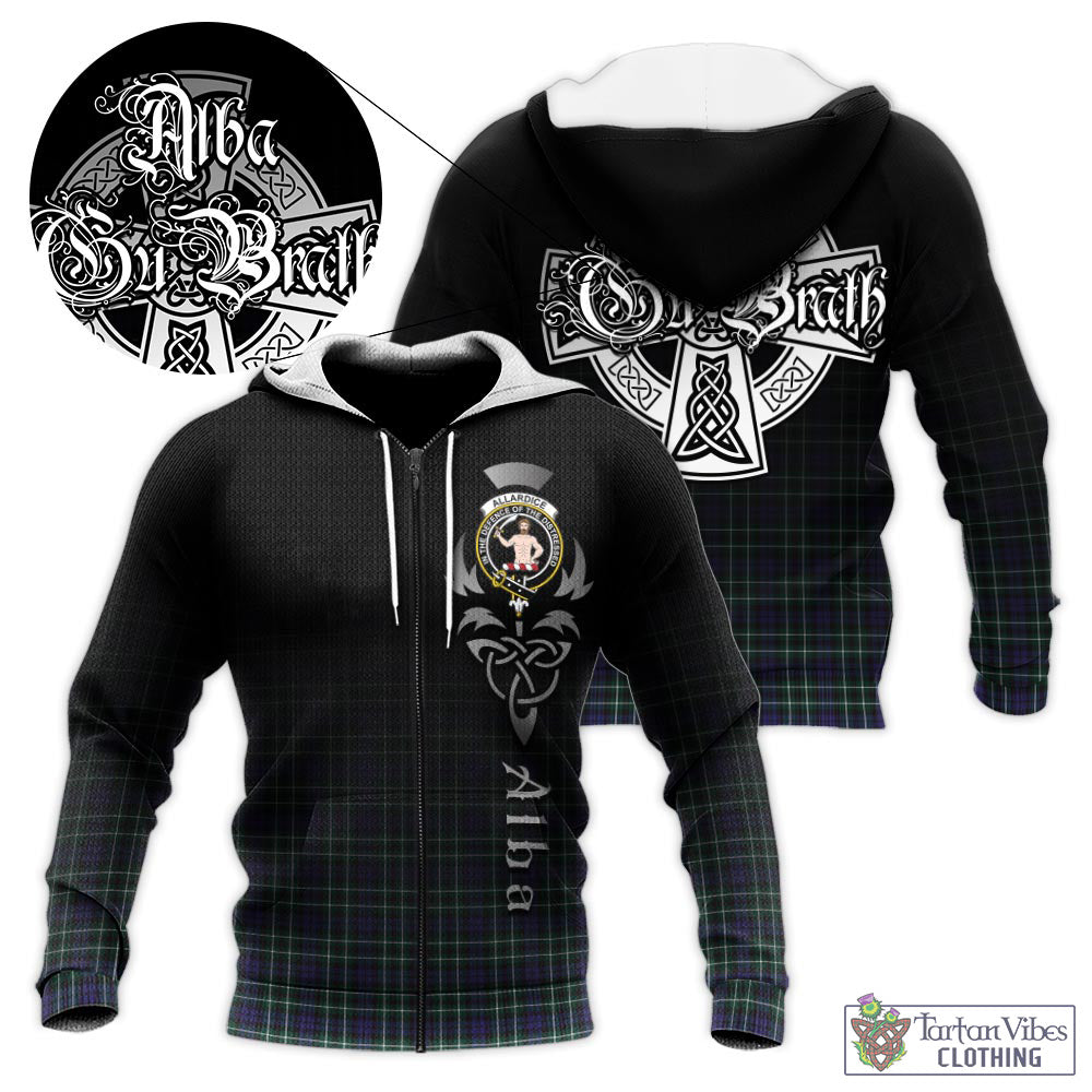 Tartan Vibes Clothing Allardice Tartan Knitted Hoodie Featuring Alba Gu Brath Family Crest Celtic Inspired