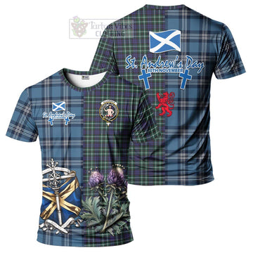 Allardice Tartan T-Shirt Happy St. Andrew's Day Half Tartan Style