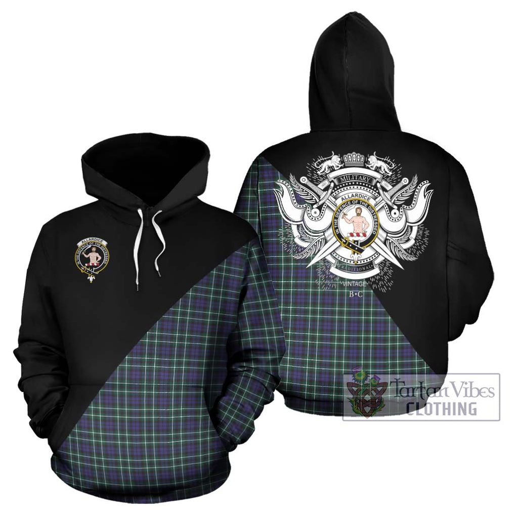 Allardice Tartan Hoodie with Family Crest and Military Logo Style Zip Hoodie - Tartanvibesclothing Shop